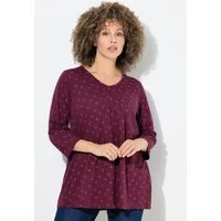 Ulla Popken T-Shirt Shirt Blüten A-Linie V-Ausschnitt 3/4-Arm