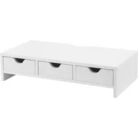 en.casa Monitorständer, (»Ruovesi« Bildschirmerhöhung 12x51x25cm Weiß)
