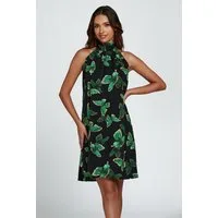 FS Collection Minikleid Damen Minikleid Neckholder Sommerkleid mit Bindeband (XS (EU:36 / UK:8) · S (EU:38 / UK:10) · M (EU:40 / UK:12) · L (EU:42 / UK:14) · XL (EU:44 / UK:16), 8 Farben) Neckholderdesign, Bindeband am Rücken, lockerer Fall, Allover-