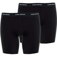 CECEBA Langer Boxer CECEBA Herren Cyclist schwarz uni 2er Pack (2-St)