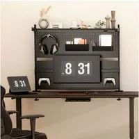 EE EUREKA ERGONOMIC Monitor-Halterung LED Schreibtisch Stecktafel Groß Pegboard Wand für Gamer Computertisch, (1-tlg., mit RGB Lichtstreifen Groß Pegboard Wand Büroregal für Gamer Computer)