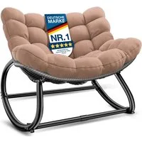 KESSER Schaukelstuhl (maximale Belastung 120kg, witterungsbeständig & mit rutschfesten Füßen), Loungesessel ergonomisches Relaxsessel für Balkon, Garten & Wohnzimmer