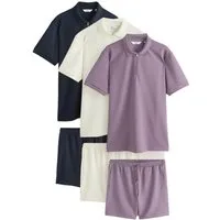 Next Poloshirt Co-Ord-Set, bestehend aus Poloshirt und Shorts (6-tlg)
