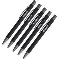 WESTCOTT Druckkugelschreiber Premium Kugelschreiber 5 Stück Schwarz, XB 1,4mm schwarz, (Vorteilspack, 5-tlg), aus Aluminium, dokumentenecht