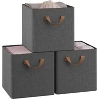 Woltu Aufbewahrungsbox (3 St), faltbare Stoffboxen 3 Stück, mit Griffen Metallrahmen