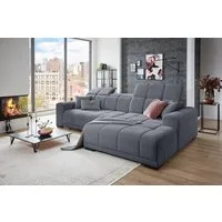 Iwaniccy Wohnlandschaft Kopfteilverstellung, 2 Kissen, grau - 301x113x195cm (BxHxT)