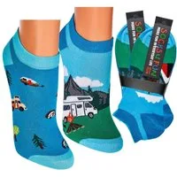 Wowerat Sneakersocken 2 Paar Fun Sneakersocken, Camping Motiv, Sneaker Spaß Socken