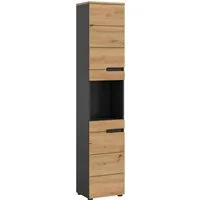 welltime Hochschrank REHAT, Türen mit Soft-Close, eingefasste Griffaussparung in der Front BxHxT: 38x193x34 cm, 2 Türen, 5 Fächer
