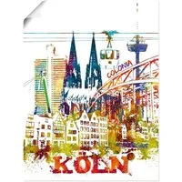 Artland Leinwandbild Köln Dom Grafik, Köln (1 St), auf Keilrahmen gespannt