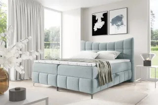 Boxspringbett Schlafzimmerbett CHARLES 160x200cm Stoff Freya Sky