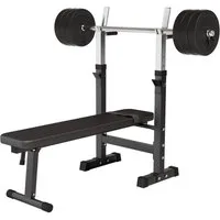GORILLA SPORTS Hantelbank Hantelbank mit Langhantelset, (8-tlg)