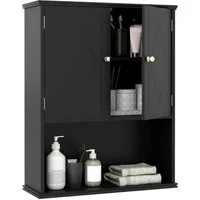 COSTWAY Hängeschrank Badezimmerschrank mit verstellbarem Regal 60x21x75cm