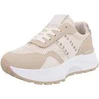 Ital-Design Damen Low-Top Freizeit Sneaker (88828577) Keilabsatz/Wedge Sneakers Low in Beige