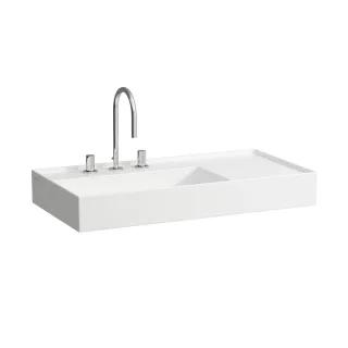 LAUFEN Aufsatz-Waschtisch Kartell 460x900x150, 2 Hl. , ohne Überlauf, geschliffen Ablg.re graphit ma H8183387588151