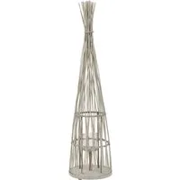 ECD Germany Kerzenlaterne Boho Bambus Laterne Windlicht Holzfarbe Gartenlaterne Kerzenhalter, Deko Laterne H: 91 cm mit LED-Lichterkette & Glaseinsatz für Terrasse