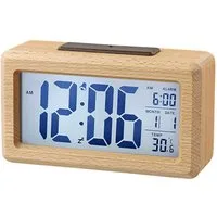 AIBISTAR Wecker Funkwecker mit Digitaler Temperatur Wecker,für Nachttisch,Holz Optik mit Lichtsensor und Schlummerfunktion großes Display große Zahlen