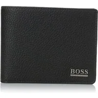 BOSS Geldbörse MONAD Herren Portemonnaie mit silbernem Emblem, Karten- und Münzfach, aus Rindsleder inkl. Geschenkbox