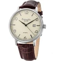Eichmüller Automatikuhr RE7021 – Herrenuhr mit braunem Lederarmband, beigem Zifferblatt, 42 mm Edelstahlgehäuse – Zeitloser Stil und präzise Mechanik