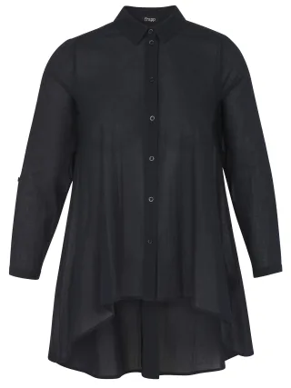 Frapp - Bluse Hemdkragen 1/1 Arm Uni navy - Gr. - 50