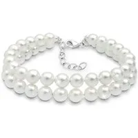 Elli Perlenarmband Muschelkernperle 2-reihig 925 Sterling Silber