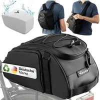 Valkental Gepäckträgertasche 3in1 Fahrradtasche Trunk Bag (mit Rucksackfunktion, und Tragegriff), wasserfest & reflektierend, 10L