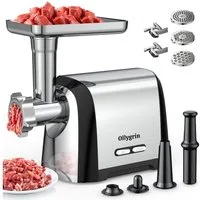 Ollygrin Fleischwolf Elektrischer Fleischwolf, max. 2600 W, mit Zubehör, 350 W, mit 2 Messer, 3 Lochscheiben, Wurstfüllrohr