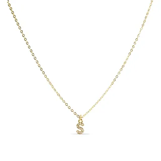 Luxenter Halskette mit glänzendem Zirkonia 18k Gold-Finish - Alphabet