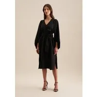 seidensticker Sommerkleid Schwarze Rose Langarm V-Neck Uni