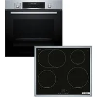 BOSCH Backofen-Set HBD675CS62, mit Teleskopauszug nachrüstbar, Pyrolyse-Selbstreinigung, Gesund frittieren mit AirFry & Power Boost für schnelle Hitze