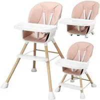 oyajia Kinderstuhl 3-in-1 Kinderstuhl, Kombistuhl, Babystuhl, Barhocker (Babystuhl für Kinder ab 6 Monate bis 5 Jahren), Babystuhl mit Tablett und 5-Punkt-Gurt, Fußstütze, Einfach zu Reinigen