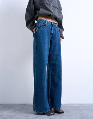 TOPSHOP - TSSOFIE LR STRAIGHT DNM JEANS MB Medium Blue Denim - Gr. - 32