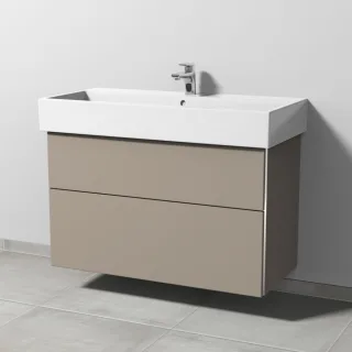 Sanipa 3way Waschtischunterbau zu Duravit Vero Air Waschtisch mit 2 Auszügen, Sandgrau-Matt BS43567