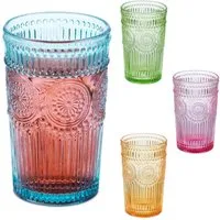 relaxdays Gläser-Set Trinkgläser Vintage 4er Set, 4-tlg., Glas, A