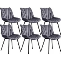 Yaheetech Esszimmerstuhl Gepolsterte Küchenstühle mit Metallbeinen (6 St), 6er-Set Beistellstühle mit Vertikal Gestepptem Design