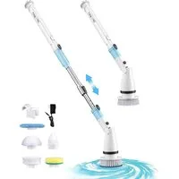 TASVAC Hartbodenreiniger EB5 Akku-Reinigungsset 21W, 2000mAh, 180 Min. Laufzeit, 5 Bürstenköpfe, 21 W, Nicht zutreffend, Verstellbarer Griff,wasserdichtes Gehäuse