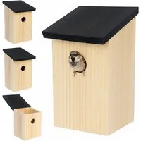 relaxdays Nistkasten 4er Set, schwarz