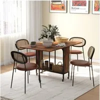 HOMCOM Klapptisch Klappbarer Esstisch, für 6 Personen, mit Ablage (Küchentisch, 1-St., Esstisch), für Wohnzimmer, Braun