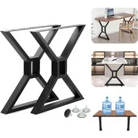 GarveeMore Tischbein 2x Tischbeine X Design aus pulverbeschichtetem Stahl, Möbelfüße 71x60 cm Metall Tischkufen