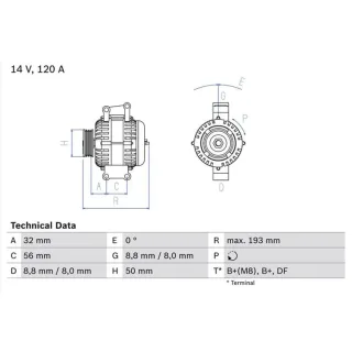 Bosch Lichtmaschine 120A Jeep Grand 2,7