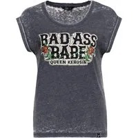 QueenKerosin Print-Shirt Bad Ass Babe (1-tlg) mit Roll-Up-Sleeves