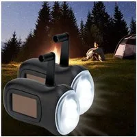 Casativo LED Taschenlampe LED-Dynamo-Taschenlampe mit Solar & Kurbel 3 LEDs 20lm, Akku, Outdoor (2-St., 1er-Set & 2er-Set), Dynamo-Taschenlampe mit Solar & Kurbel 3 High-Power-LEDs 40mAh-Akku