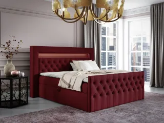 Boxspringbett Schlafzimmerbett ERNESTO Nr.1 140x200cm in Elisa Velvet Bordeau...
