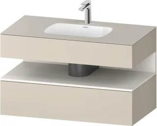 Duravit Qatego Einbauwaschtisch mit Konsolenwaschtischunterbau Taupe Supermatt 1000x550x600 mm - QA4 QA4786084830000
