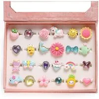 feinlux Fingerring Kleine Mädchen Schmuckringe in Box (Set, 24-tlg., kinderringe mädchen,verstellbar), Originelles und trendiges Design, Haltbarkeit