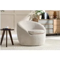 riess-ambiente Drehsessel ALPINE beige - Chenillestoff, 360° drehbar, Armlehnen, Rundumbezug (Einzelartikel, 1-St), runder Lesesessel - ideal für Wohnzimmer, Schlafzimmer & Ankleide