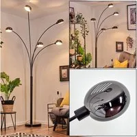 hofstein Stehlampe Stehlampe aus Metall in Schwarz/Chrom/Rauch im Retro/Vintage-Design, ohne Leuchtmittel, verstellbare Stehleuchte, Marmorfuß u. Schalter am Gehäuse, 250cm, E14