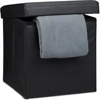 relaxdays Sitzhocker Faltbarer Sitzhocker Kunstleder (1 St), schwarz