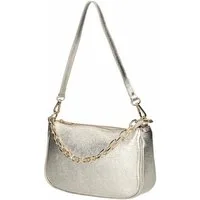 ITALYSHOP24 Schultertasche Made in Italy DAMEN LEDER TASCHE Pochette mit Kette CrossOver City Bag, Handtasche Umhängetasche Clutch Ledertasche Bodybag Schmucktasche