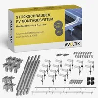 avoltik Solarmodul-Halterung PV Halterung Blechdach Montageset für 2-4 Module, (Blechdach Halterung 200 mm Stockschraube)