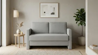 BRUNO Schlafsofa 120cm in Hellgrau | Schmal | stabiles Massivholz & Boxspringkomfort